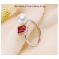 Resizable Pearl Ring 925 Silver Pearl Ring 8-9mm Button AAA Women ′s Pearl Rings